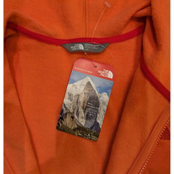 The North Face Womens Hoodie Full Zip High Neck Logo Stretch Large Emberglow NWT - Picture 6 of 10